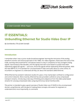 IT ESSENTIALS: Unbundling Ethernet for Studio Video Over IP