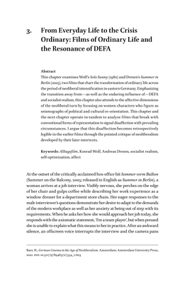 3. from Everyday Life to the Crisis Ordinary: Films of Ordinary Life and the Resonance of DEFA