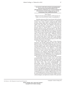 An Overview of the Mccoy Brook Sauropodomorph Dinosaur Bone