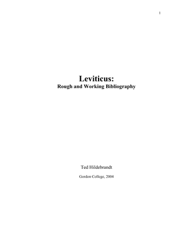 Leviticus Bibliography