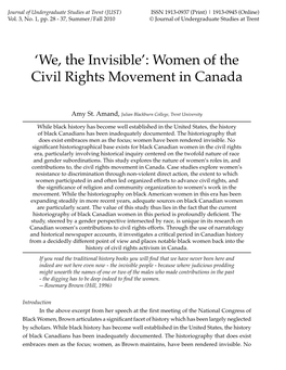 Women of the Civil Rights Movement in Canada