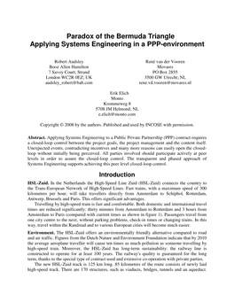 Paradox of the Bermuda Triangle Applying Systems Engineering in a PPP-Environment