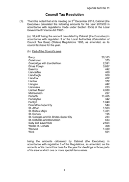 To Set the Council Tax 2019/20