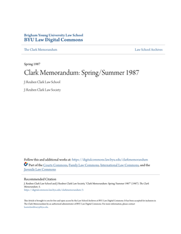 Clark Memorandum: Spring/Summer 1987 J