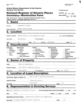 National Register of Historic Places Inventory/Nomination: Pequabuck Bridge / Meadow Road Bridge