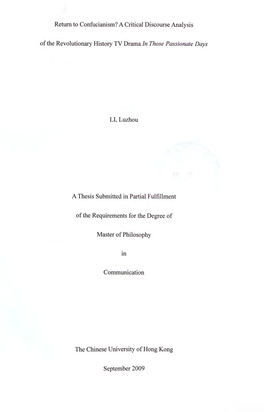 A Critical Discourse Analysis of the Revolutionary History TV Drama in Those Passionate Days