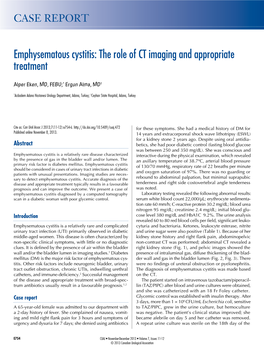 Emphysematous Cystitis: the Role of CT Imaging and Appropriate Treatment