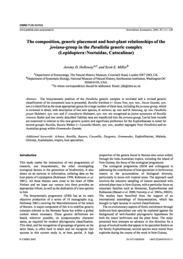 Parallelia Generic Complex (Lepidoptera : Noctuidae, Catocalinae)