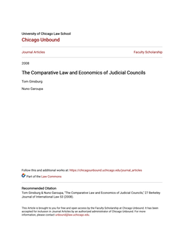 The Comparative Law and Economics of Judicial Councils