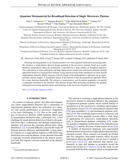 Quantum Metamaterial for Broadband Detection of Single Microwave Photons