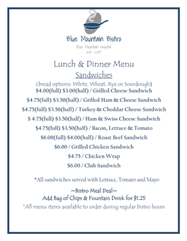 Lunch & Dinner Menu