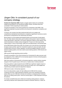 Jürgen Otto: in Consistent Pursuit of Our Company Strategy