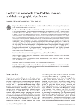 Lochkovian Conodonts from Podolia, Ukraine, and Their Stratigraphic Significance