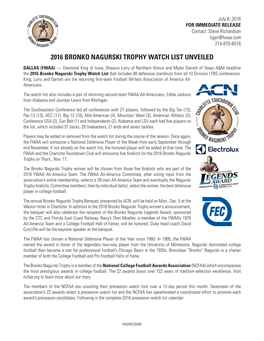 2016 Bronko Nagurski Trophy Watch List Unveiled