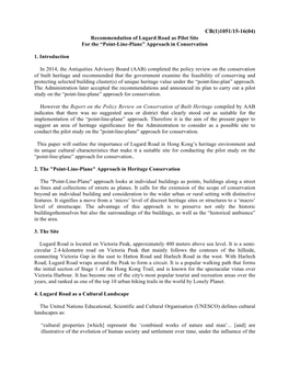 CB(1)1051/15-16(04) Recommendation of Lugard Road As Pilot Site for the “Point-Line-Plane” Approach in Conservation