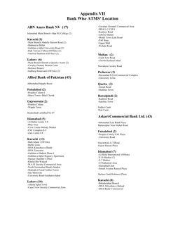 Appendix VII Bank Wise ATMS' Location