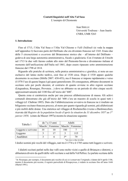 1 Contatti Linguistici Nell'alta Val Susa L'esempio Di Chiomonte Jean