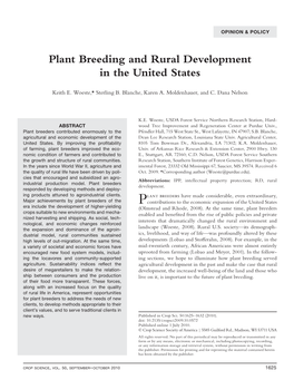 Plant Breeding and Rural Development in the United States