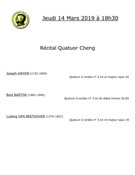 Programme Quatuor Cheng