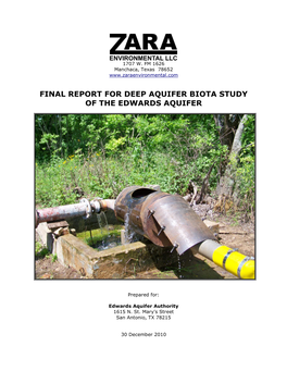 Final Report for Deep Aquifer Biota Study of the Edwards Aquifer