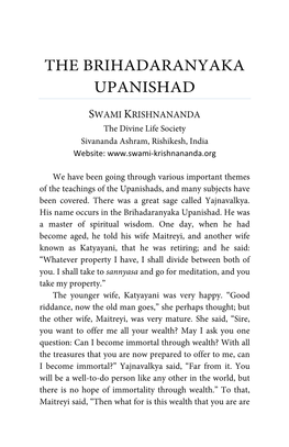 The Brihandaranyaka Upanishad