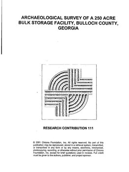 Archaeological Survey of a 250 Acre Bulk Storage Facility, Bulloch County, Georgia