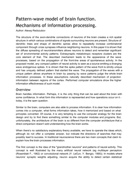 Pattern-Wave Model of Brain Function. Mechanisms of Information Processing