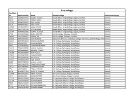 Psychology Candidate ID Applicationno