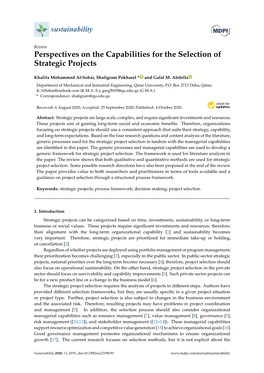 Perspectives on the Capabilities for the Selection of Strategic Projects