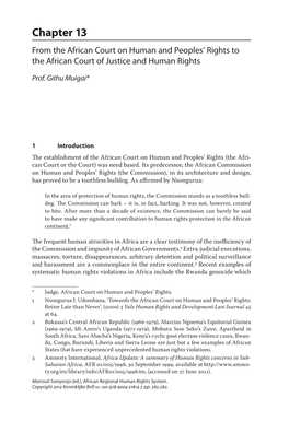 Chapter 13 from the African Court on Human and Peoples’ Rights to the African Court of Justice and Human Rights