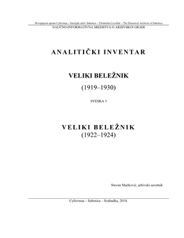 1919–1930) Veliki Beležnik (1922–1924