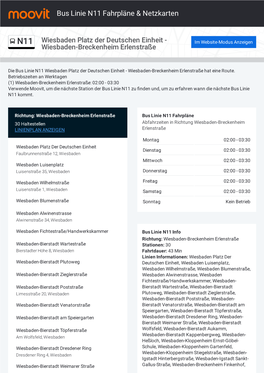 Bus Linie N11 Fahrpläne & Netzkarten