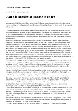 Quand La Population Impose Le Débat !