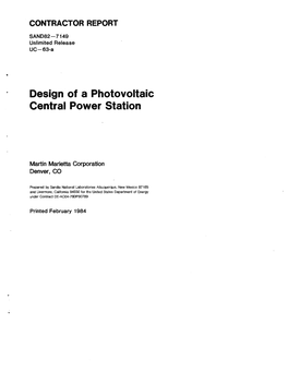 Design of a Photovoltaic Central Power Station