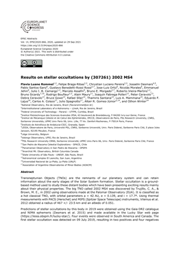 Results on Stellar Occultations by (307261) 2002 MS4