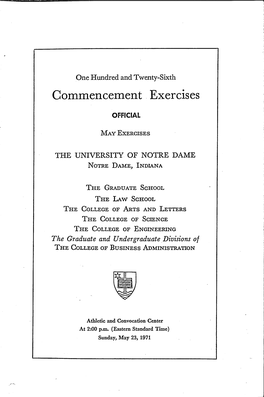 1971-05-23 University of Notre Dame Commencement Program