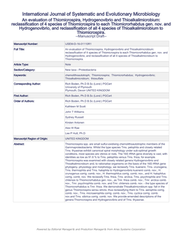 International Journal of Systematic and Evolutionary Microbiology