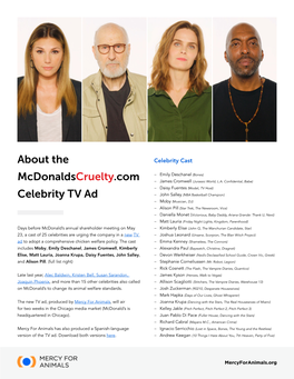About the Mcdonaldscruelty.Com Celebrity TV Ad