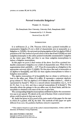 Pointed Irreducible Bialgebras”