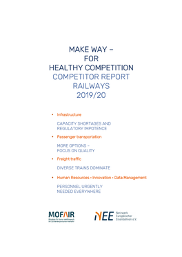 Make Way – for Healthy Competition Competitor Report Railways 2019/20