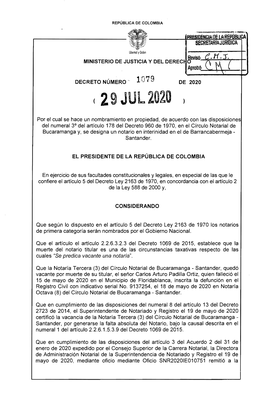 Decreto 1079 Del 29 De Julio De 2020