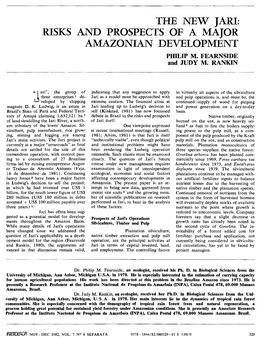 The New Jari: Risks and Prospects of a Major Amazonian Development Philip M