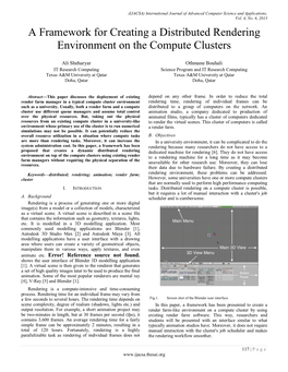 A Framework for Creating a Distributed Rendering Environment on the Compute Clusters