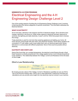 Electrical Engineering and the 4-H Engineering Design Challenge Level 2