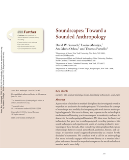 Soundscapes: Toward a Sounded Anthropology