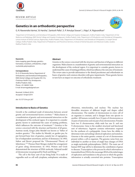 Genetics in an Orthodontic Perspective G