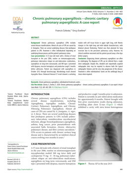 Chronic Cavitary Pulmonary Aspergillosis: a Case Report