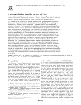 A Magmatic Loading Model for Coronae on Venus Andrew J