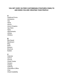 Features (Tabs) to Add When You Are Creating Your Profile