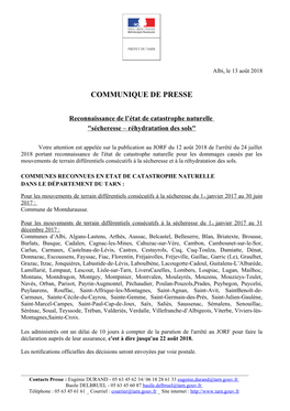 Communique De Presse Cat Nat 12 08 18